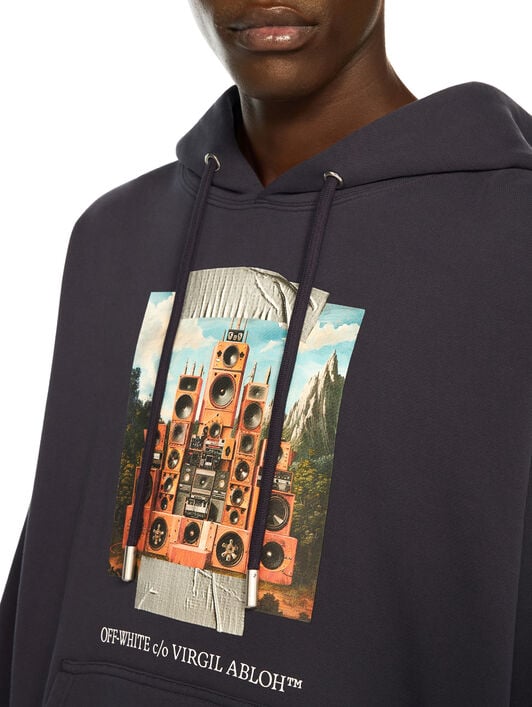 Train Off Skate Hoodie OFF WHITE Train Off Skate Hoodie DARK SAPPHIRE - WHITE OMBB085F25FLE007