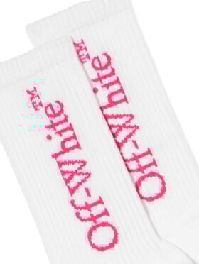 OFF WHITE Bookish Calf Socks WHITE - FUCHSIA OWRA035F25KNI002