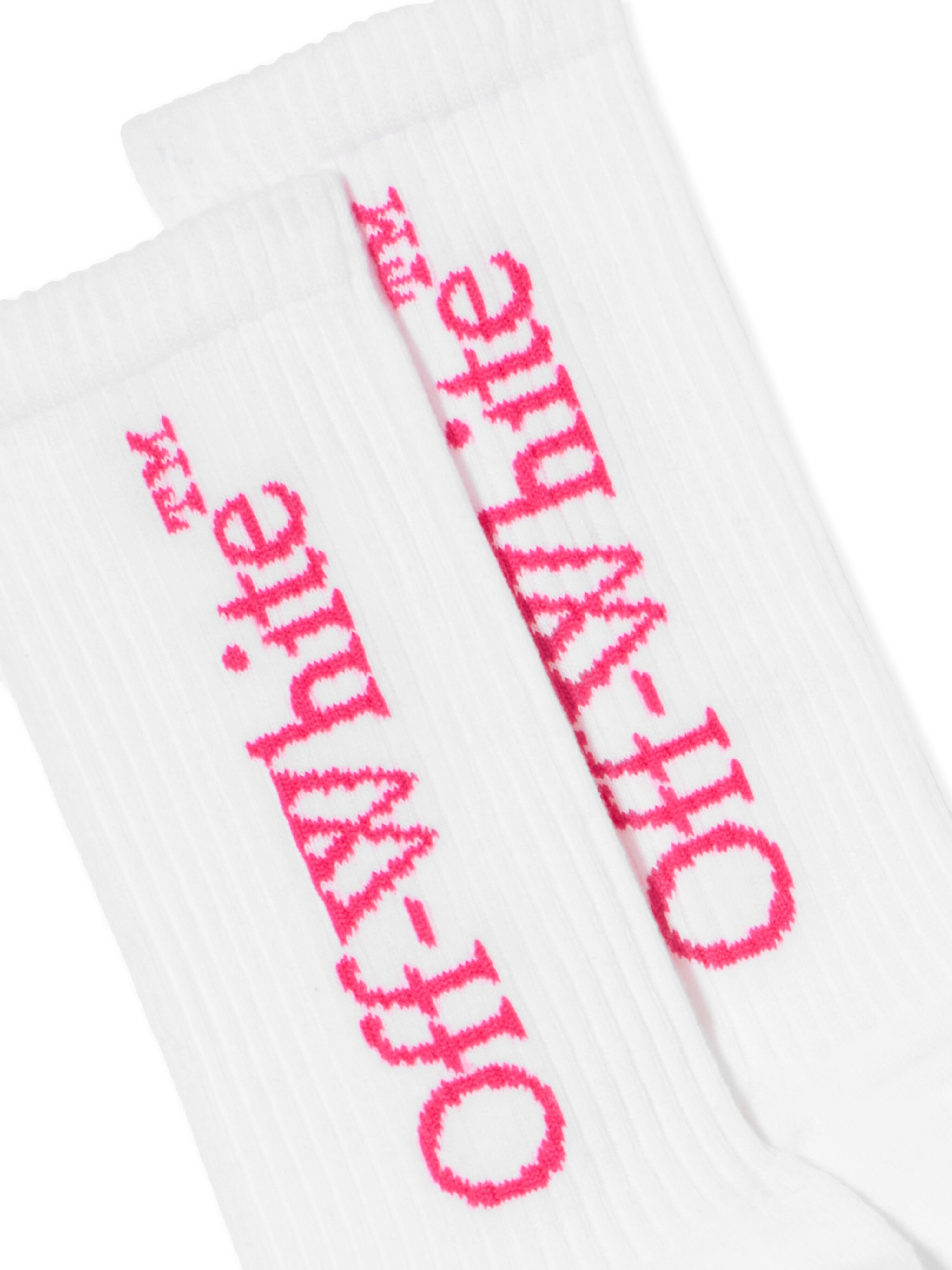 Bookish Calf Socks OFF WHITE Bookish Calf Socks WHITE - FUCHSIA OWRA035F25KNI002