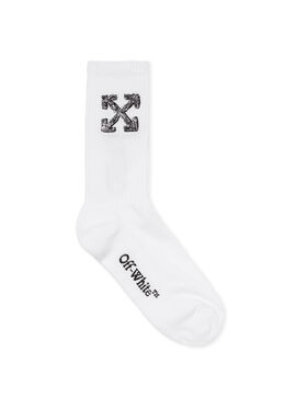 OFF WHITE Arrow Scribble Mid Socks WHITE - BLACK OMRA085F25KNI004