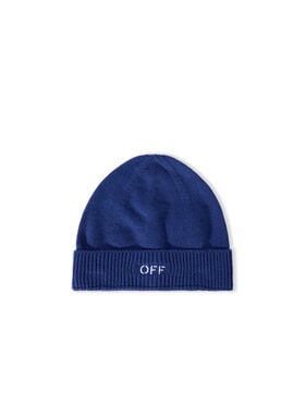 OFF WHITE Off Stamp Beanie BLUE - WHITE OBLC001F25KNI001