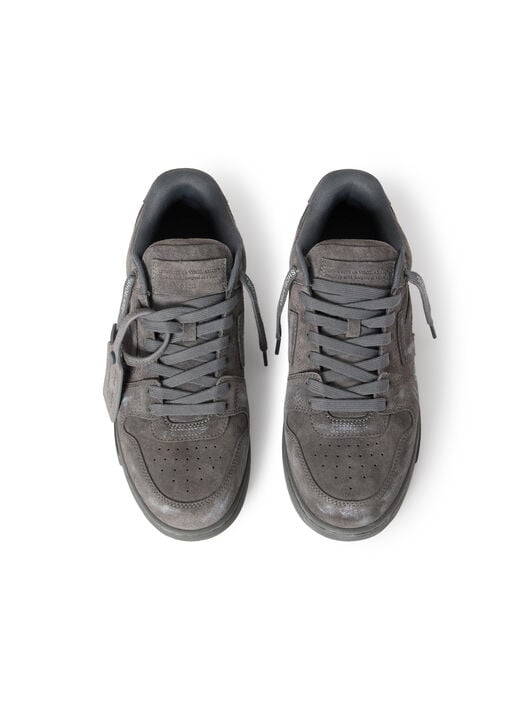 OFF WHITE Out Of Office "For Walking" Suede Sneakers DARK GREY - MISTY BLUE OMIA189S26LEA006