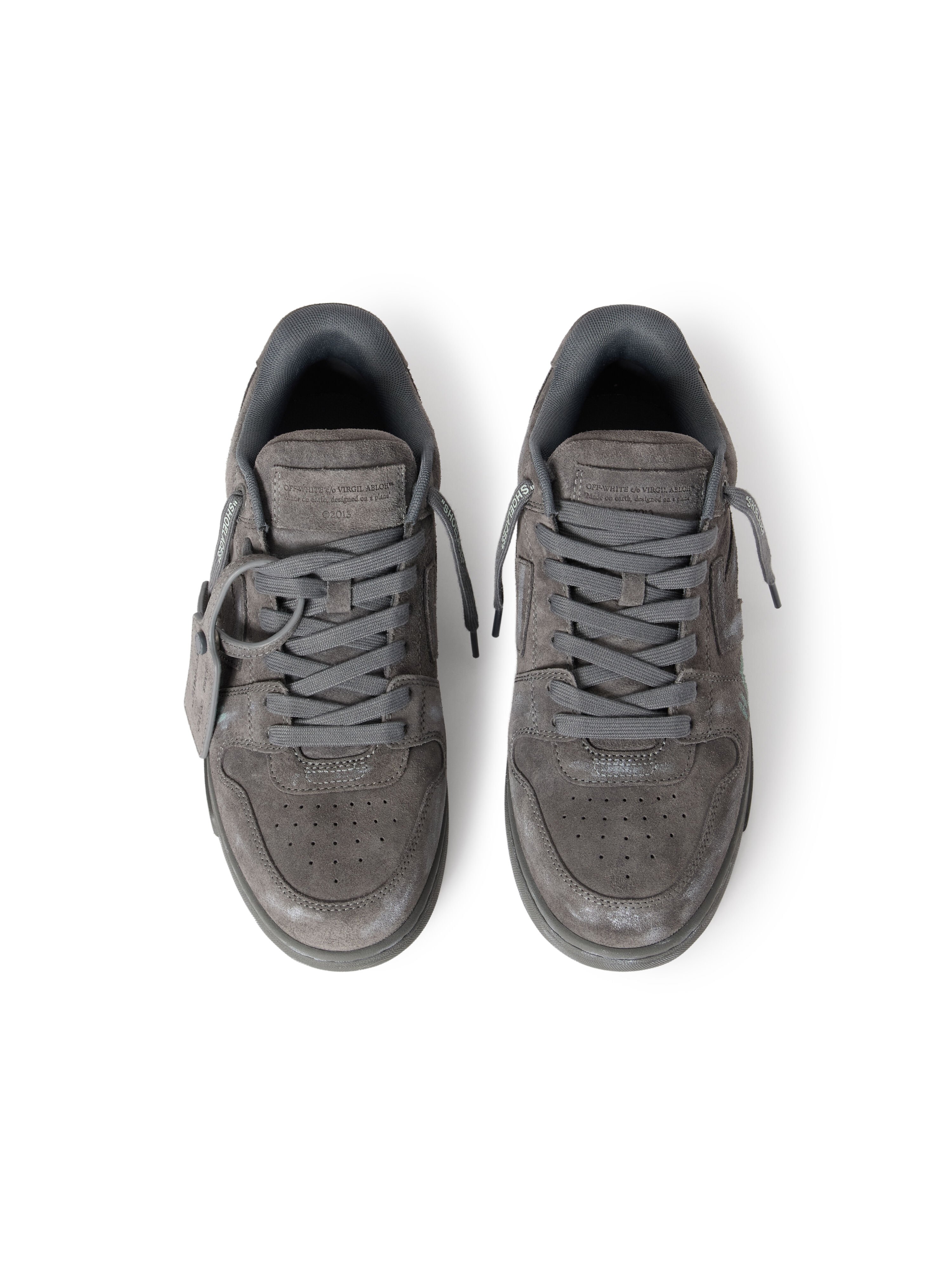OFF WHITE Out Of Office "For Walking" Suede Sneakers DARK GREY - MISTY BLUE OMIA189S26LEA006