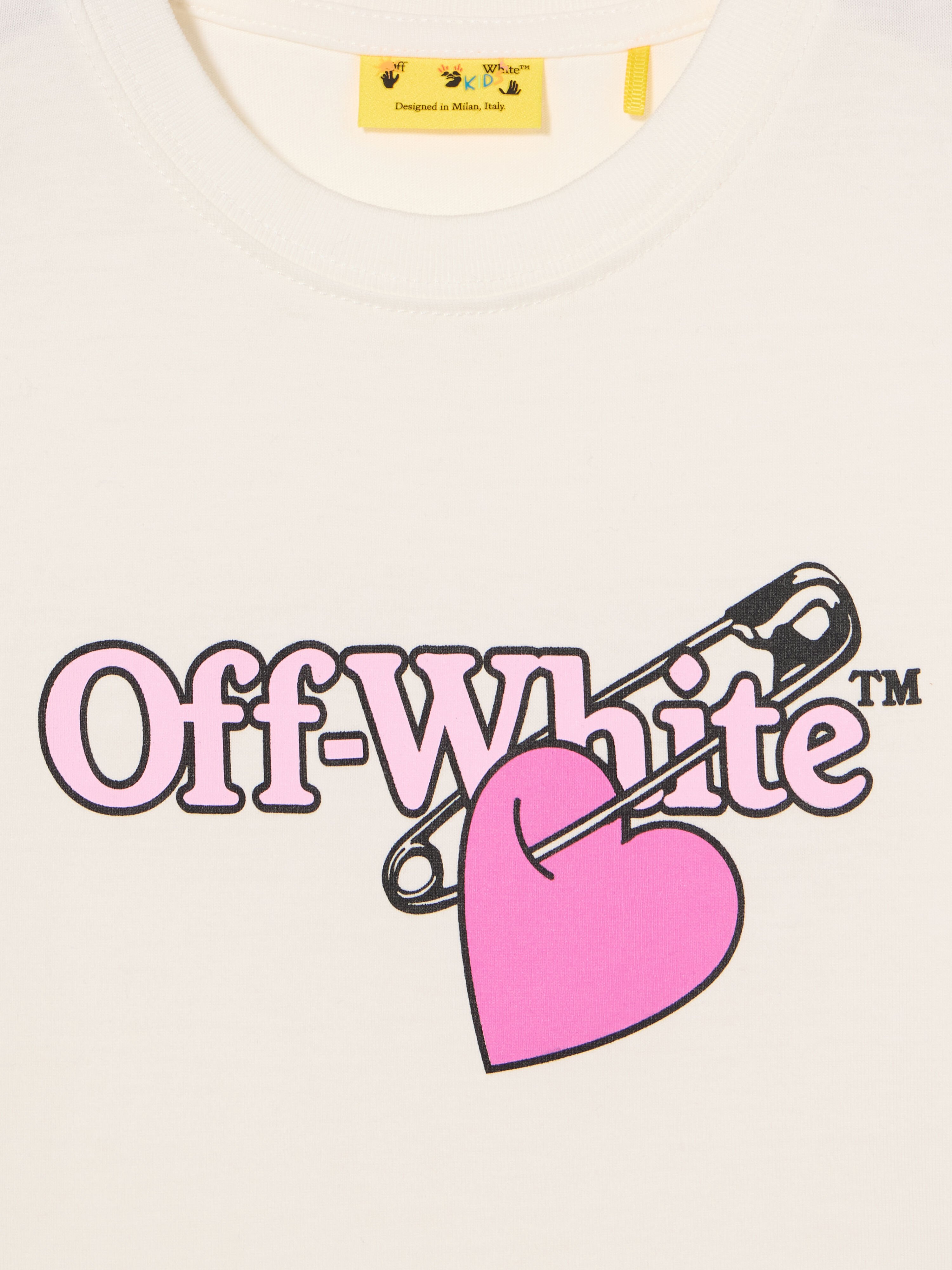 OFF WHITE Pop Heart Logo T-Shirt WHITE - FUCHSIA OGAA001F25JER007