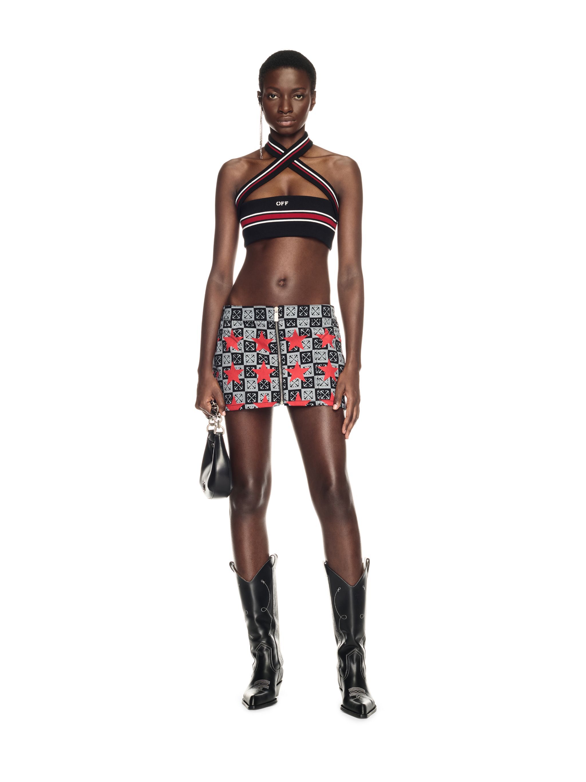 OFF WHITE Printed Star Denim Skirt BLACK OWYF02AW24DEN001