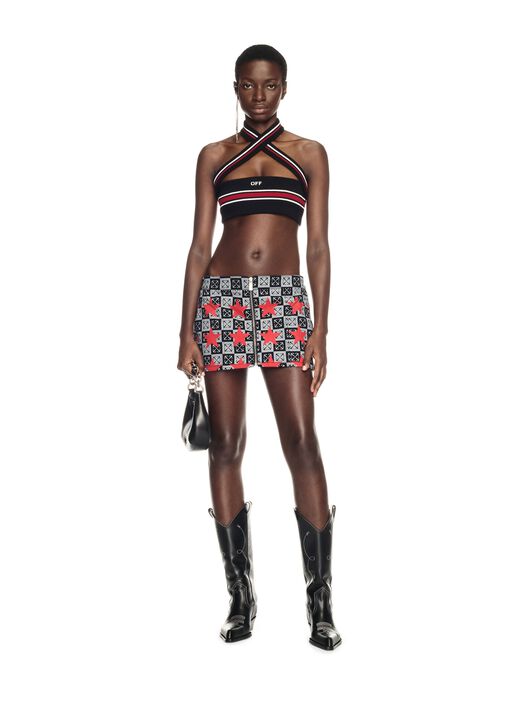 Printed Star Denim Skirt OFF WHITE Printed Star Denim Skirt BLACK OWYF02AW24DEN001