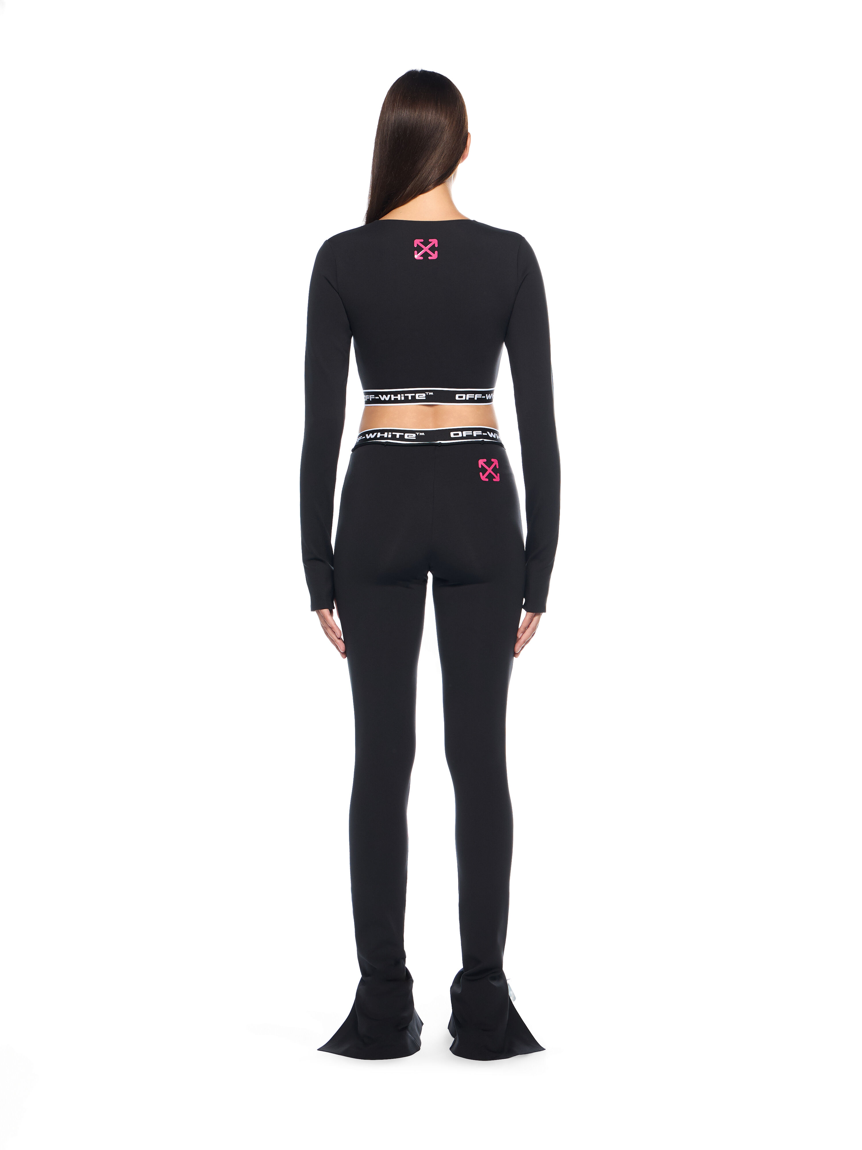 OFF WHITE Logoband Split Leggings BLACK - FUCHSIA OWVV01DF25JER001