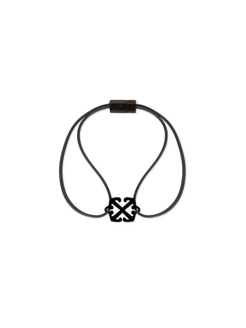 OFF WHITE Enamel Rubber Bracelet BLACK OMOA10AC99MET001