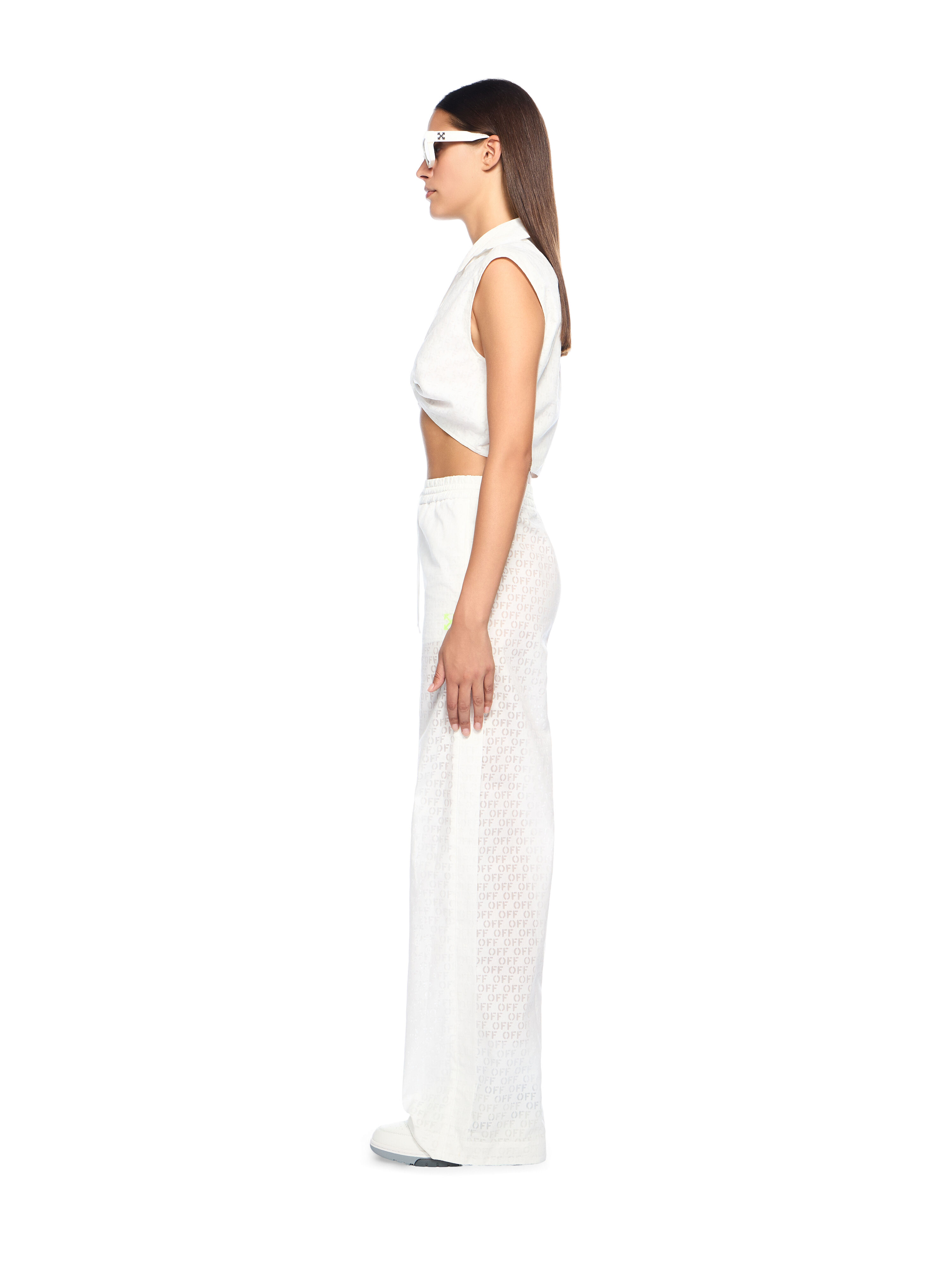 OFF WHITE Off Stamp Wide-Leg Pants WHITE - YELLOW OWCA196T25FAB001