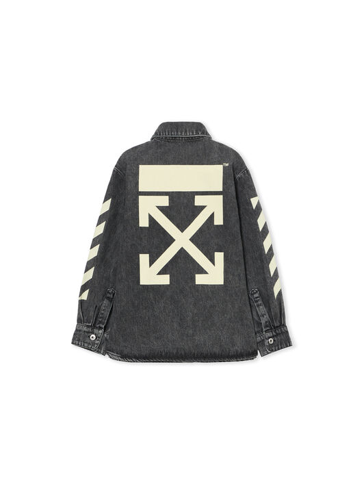 OFF WHITE Classic Arrow Tab Denim Shirt MEDIUM GREY 44BYD001S26D001