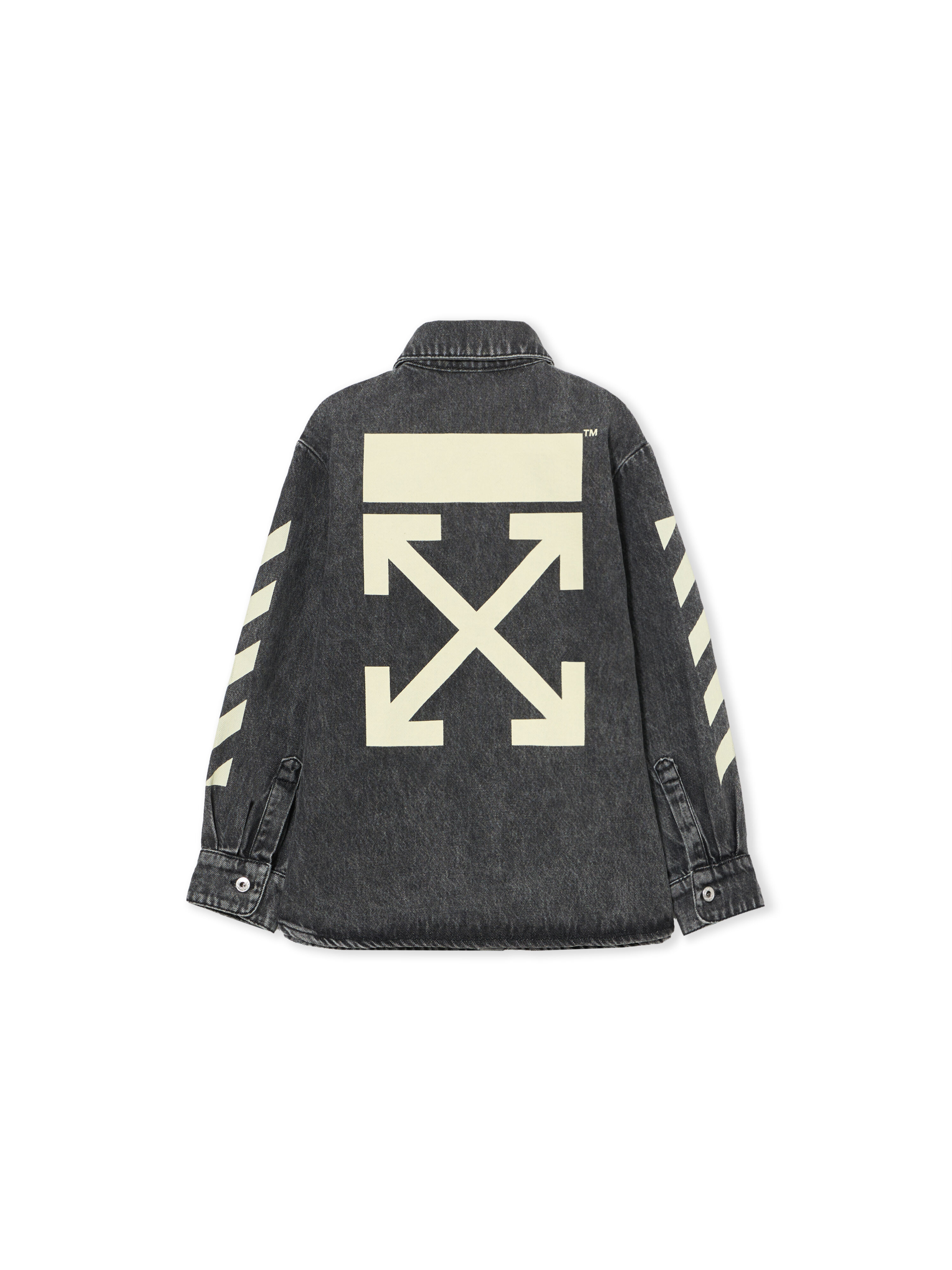 OFF WHITE Classic Arrow Tab Denim Shirt MEDIUM GREY 44BYD001S26D001