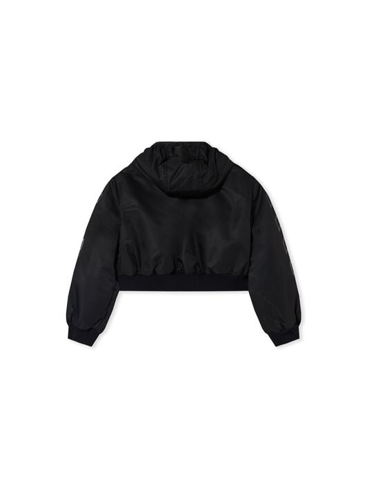 Ribbon Diagonals Hooded Cropped Bomber Jacket OFF WHITE Ribbon Diagonals Hooded Cropped Bomber Jacket BLACK 44GEH005F26F001