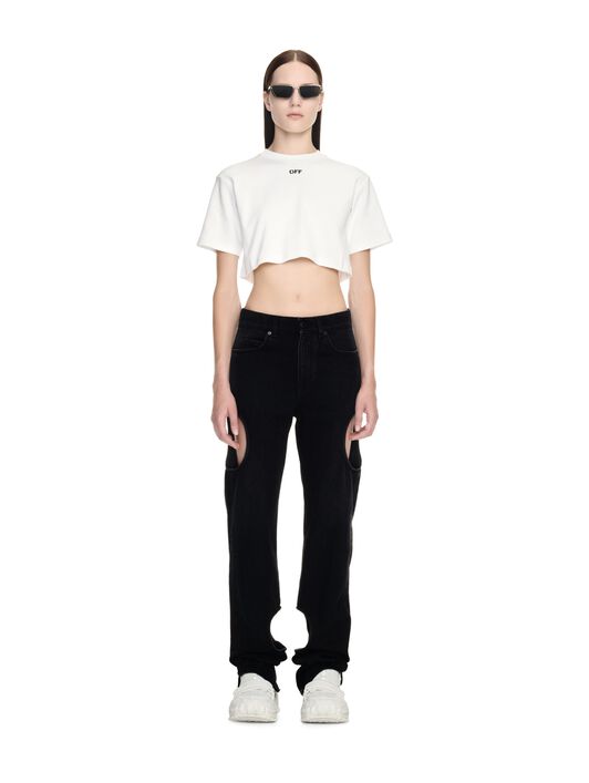 OFF WHITE Off Stamp Rib Cropped Tee WHITE OWAA081C99JER004