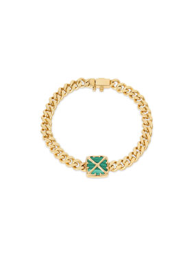 OFF WHITE Arrow Malachite Curb Chain Bracelet STERLING SILVER C07035