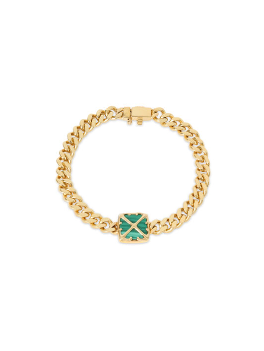 OFF WHITE Arrow Malachite Curb Chain Bracelet STERLING SILVER C07035