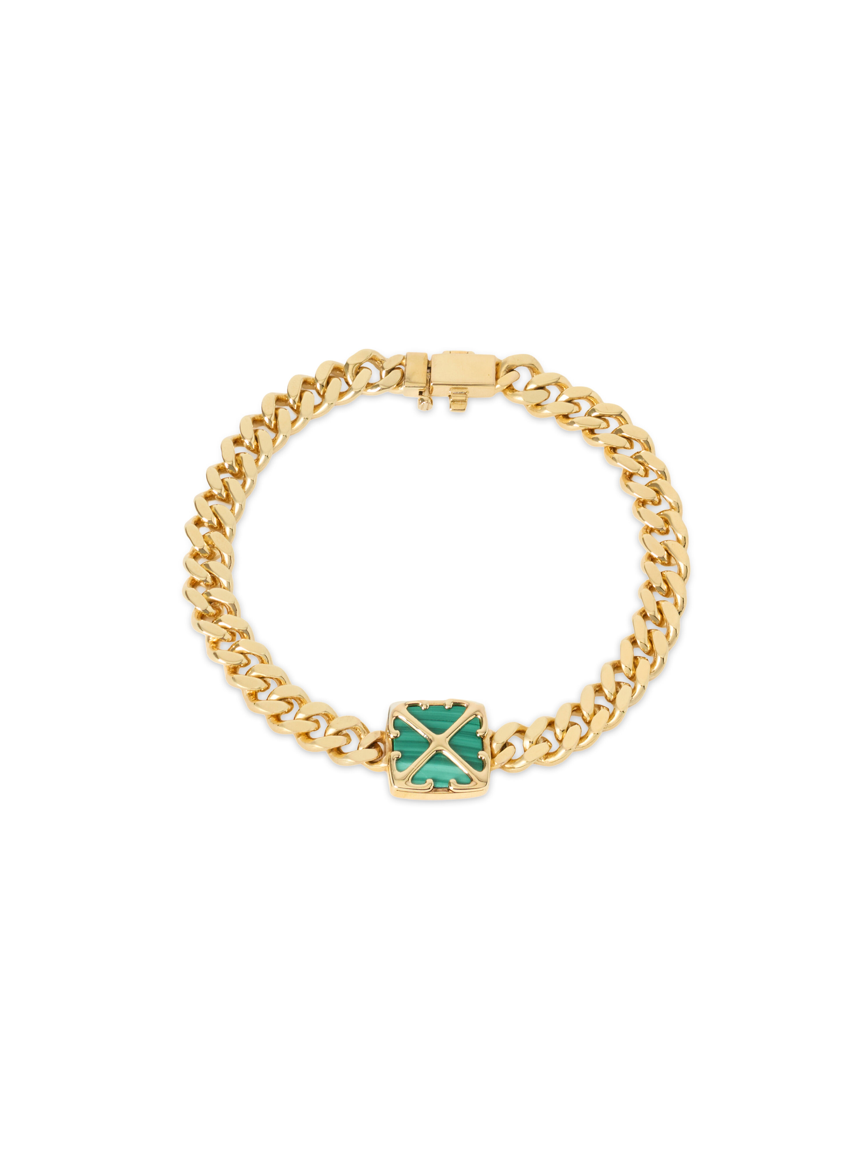 OFF WHITE Arrow Malachite Curb Chain Bracelet STERLING SILVER C07035
