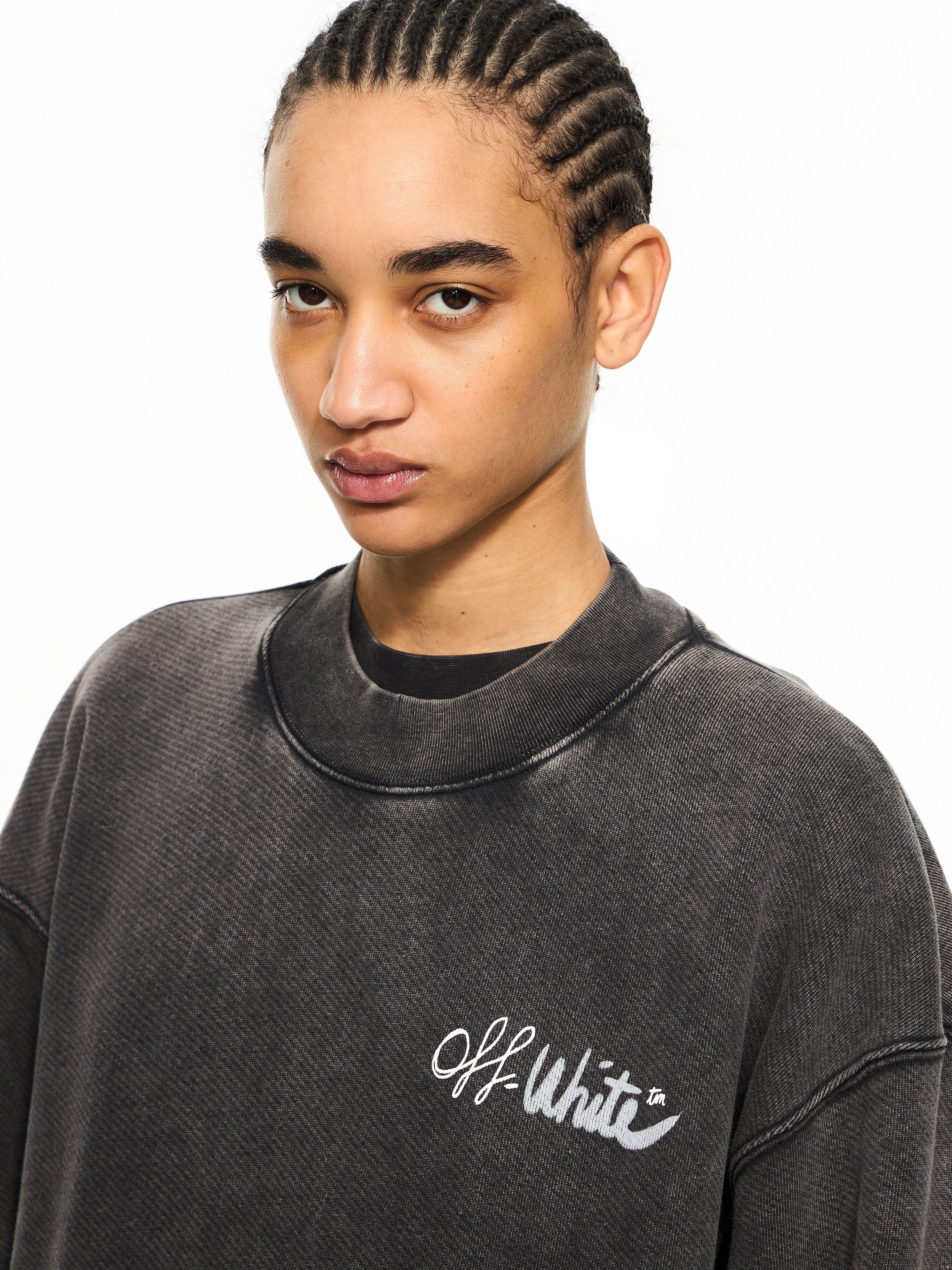 OFF WHITE Off Marker Over Crew Marble Black-White 2BA075S26FLE002