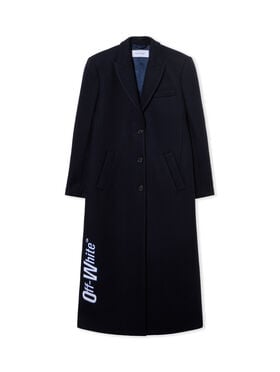 OFF WHITE Long Tailored Wool Coat BLUE IRIS-WHITE OWER02JF25FAB001
