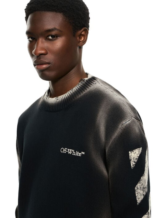 OFF WHITE Diag Corrosion Knit Crewneck BLACK 44MHE20US26K003