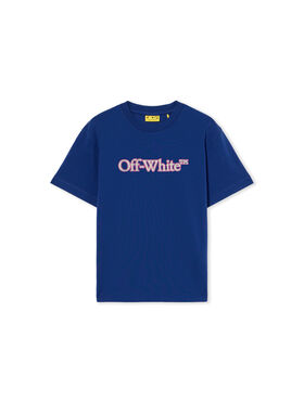 OFF WHITE Big Bookish Puff Logo T-Shirt BLUE - SOFT PINK OGAA001F25JER001