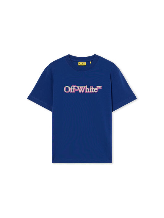 OFF WHITE Big Bookish Puff Logo T-Shirt BLUE - SOFT PINK OGAA001F25JER001