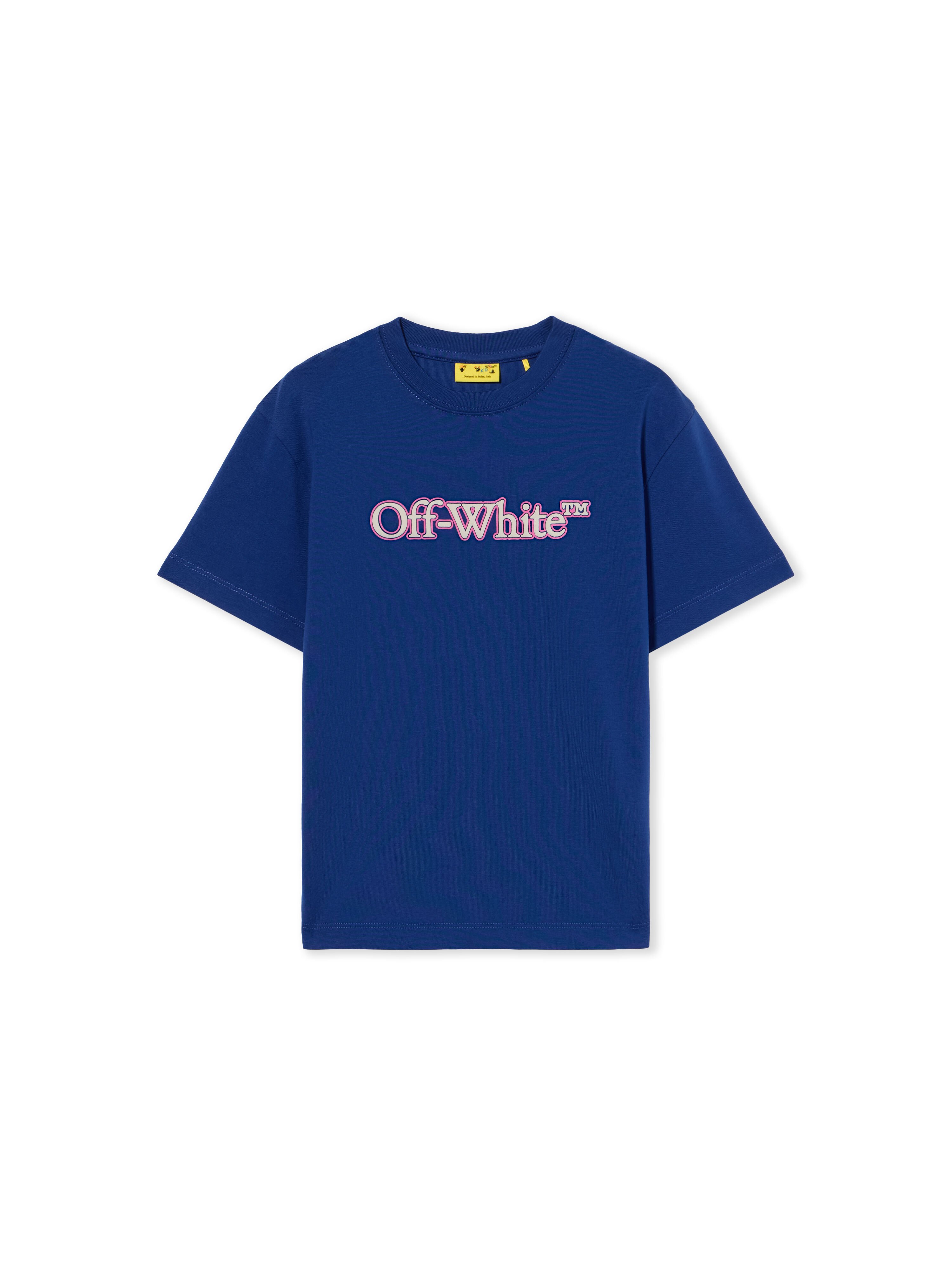 OFF WHITE Big Bookish Puff Logo T-Shirt BLUE - SOFT PINK OGAA001F25JER001