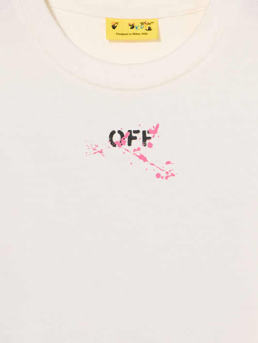 OFF WHITE Diagonal Splat T-Shirt WHITE - FUCHSIA OGAA001F25JER008