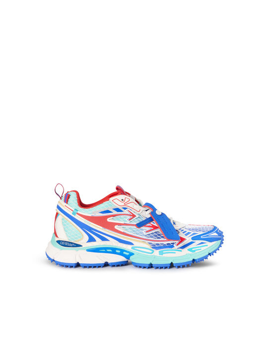 OFF WHITE Be Right Back Fishnet Sneakers FIERY RED - COBALT BLUE OMIA295S26FAB004