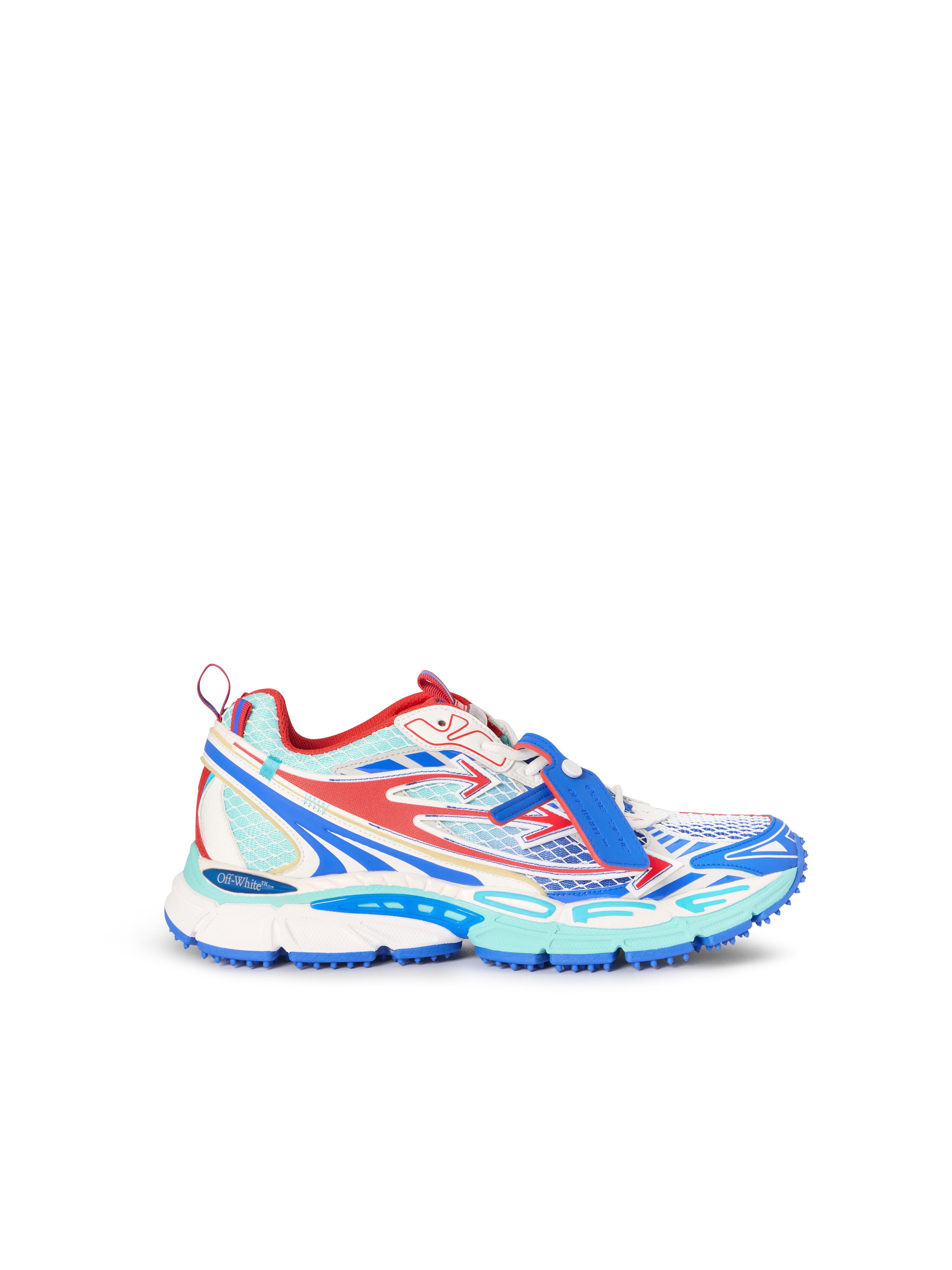 OFF WHITE Be Right Back Fishnet Sneakers FIERY RED - COBALT BLUE OMIA295S26FAB004