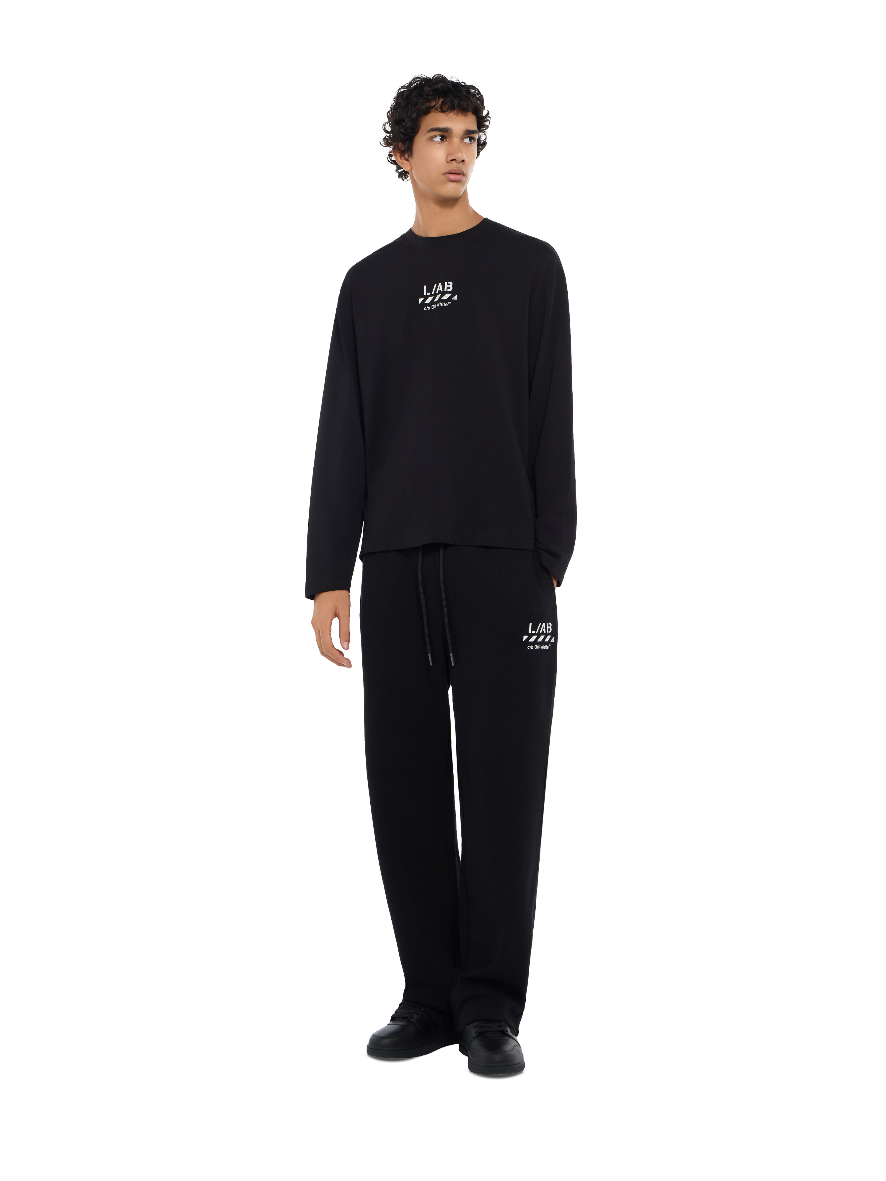 LAB L/AB Diagonal Long-Sleeve T-Shirt BLACK 44LABF26T051