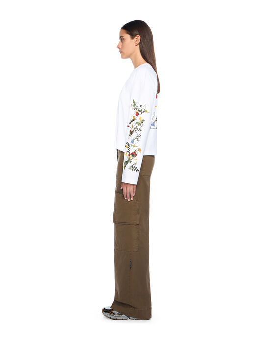 OFF WHITE Embroidered Flowers Arrow Long Sleeve T-Shirt WHITE - BLACK OWAB038F25JER001