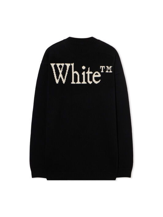 OFF WHITE Bookish Shared Knit Crewneck BLACK - CREAM OMHE20QF25KNI001