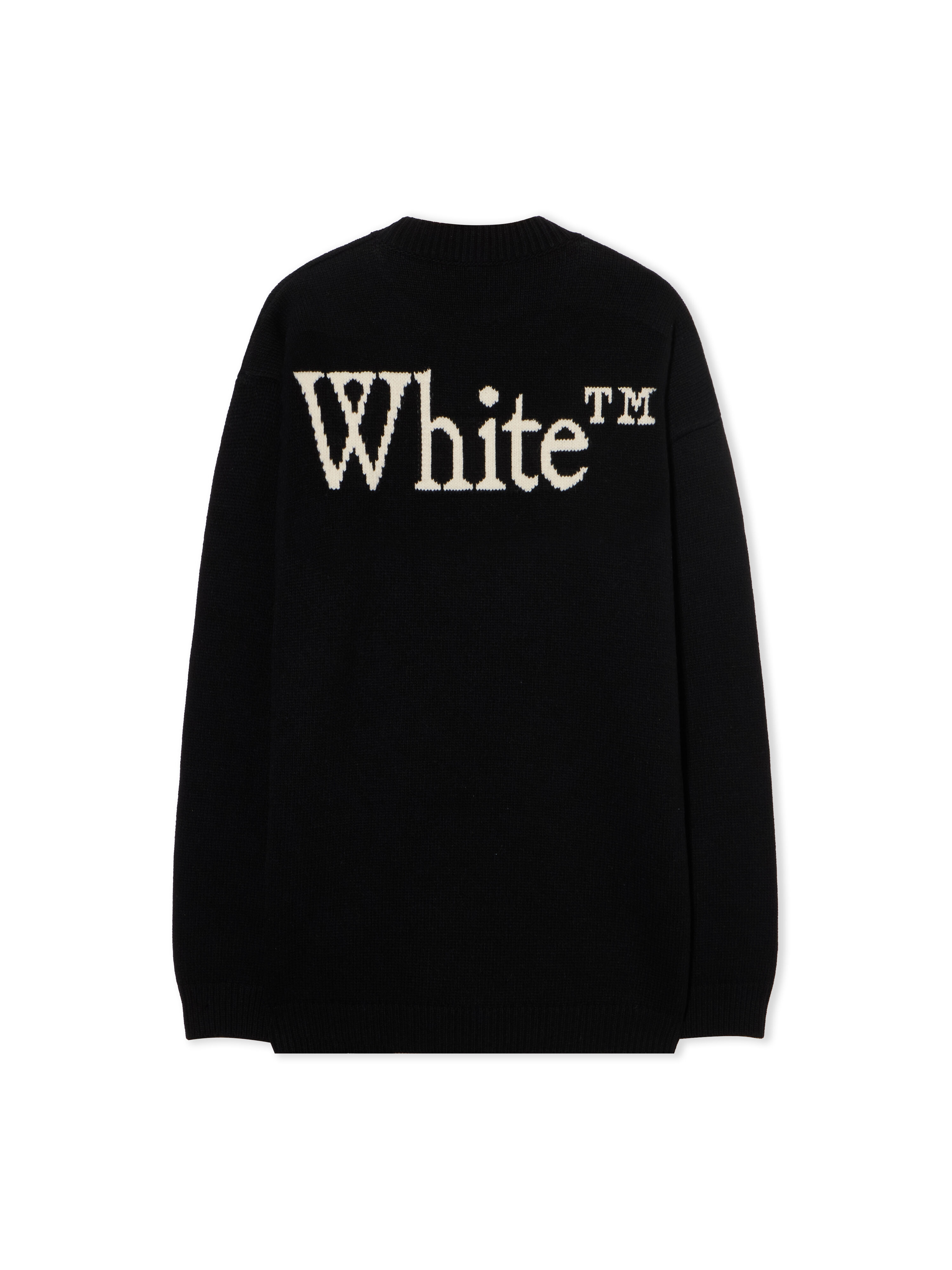 OFF WHITE Bookish Shared Knit Crewneck BLACK - CREAM OMHE20QF25KNI001