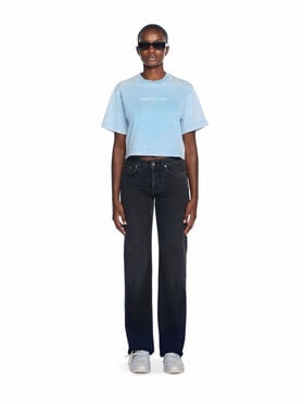 OFF WHITE Switch Off Crop T-Shirt LIGHT BLUE - WHITE OWAA090T25JER001