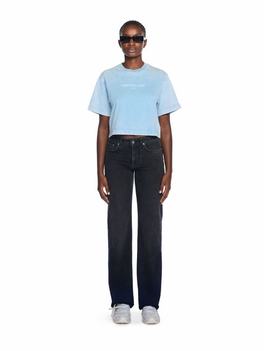Switch Off Crop T-Shirt OFF WHITE Switch Off Crop T-Shirt LIGHT BLUE - WHITE OWAA090T25JER001
