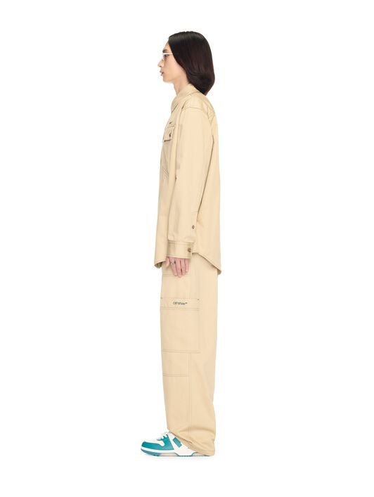 OFF WHITE Beige Stitch Military Overshirt  OMES017S25FAB001