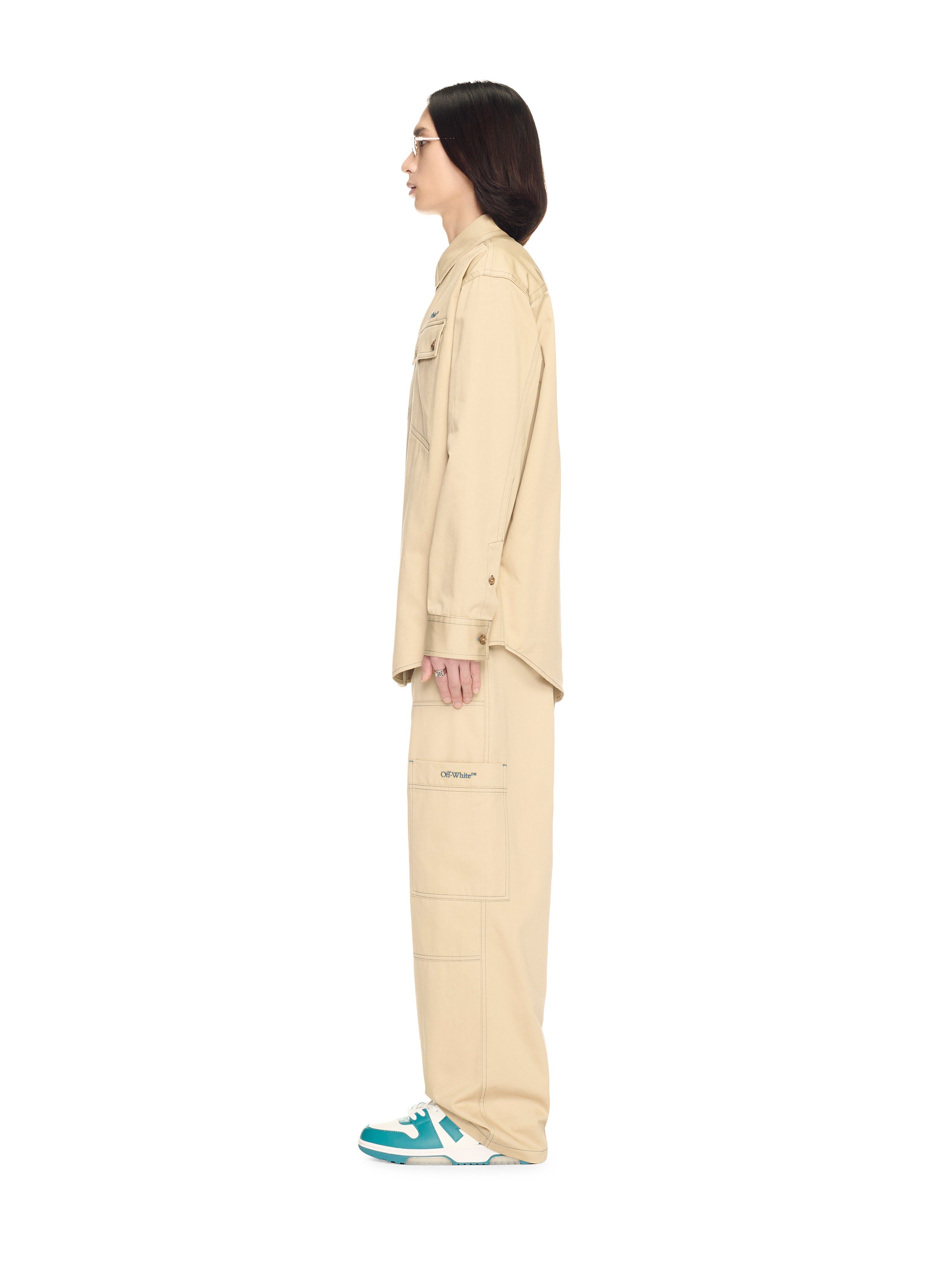 OFF WHITE Beige Stitch Military Overshirt  OMES017S25FAB001