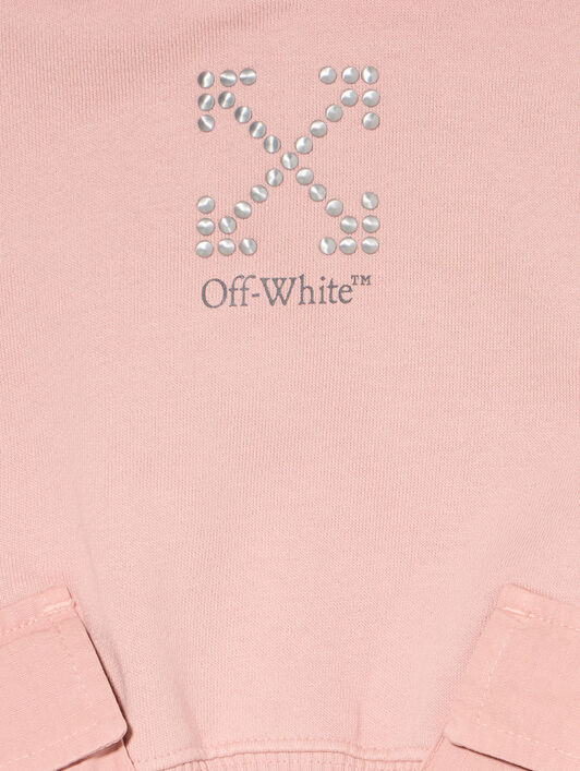 OFF WHITE Arrow Studs Cargo Crop Hoodie ROSE PINK - DARK GREY OGBB00BF25FLE001