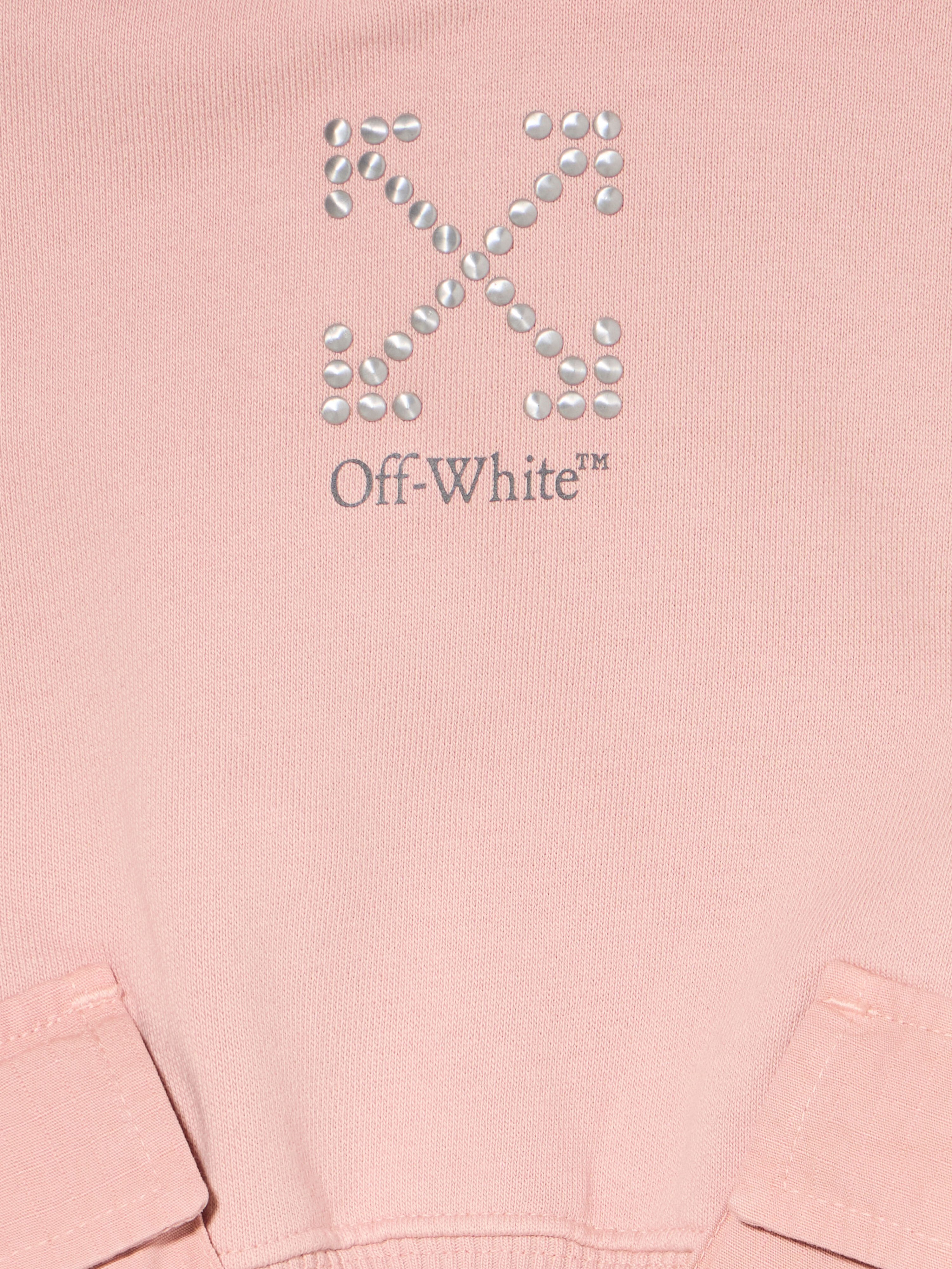 OFF WHITE Arrow Studs Cargo Crop Hoodie ROSE PINK - DARK GREY OGBB00BF25FLE001