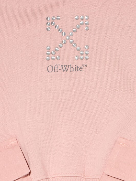 Arrow Studs Cargo Crop Hoodie OFF WHITE Arrow Studs Cargo Crop Hoodie ROSE PINK - DARK GREY OGBB00BF25FLE001