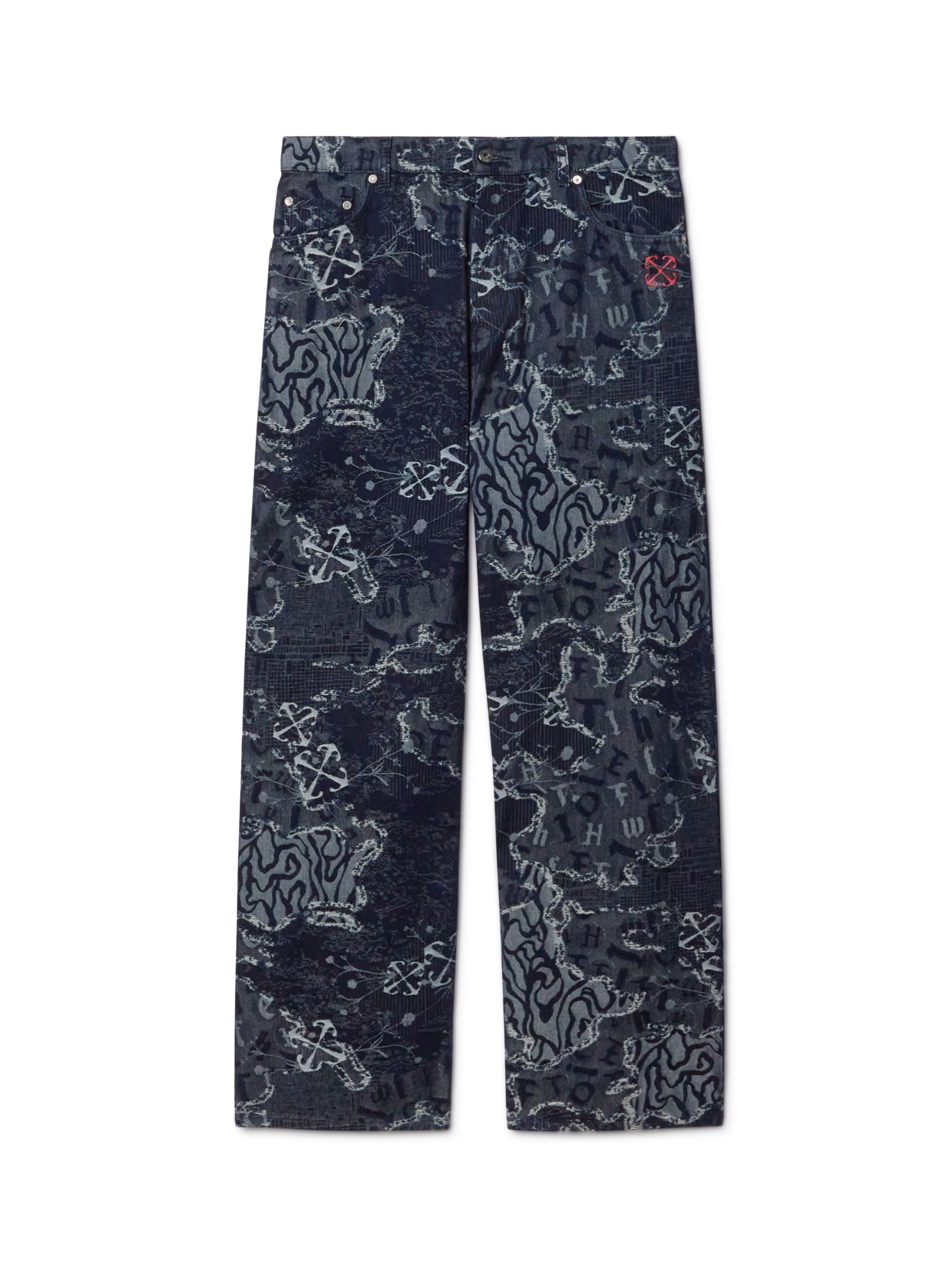 BLAUE CAMO JACQUARD GERADEGESCHNITTENE JEANS OFF WHITE BLAUE CAMO JACQUARD GERADEGESCHNITTENE JEANS BLAU OMYA18BF24DEN003