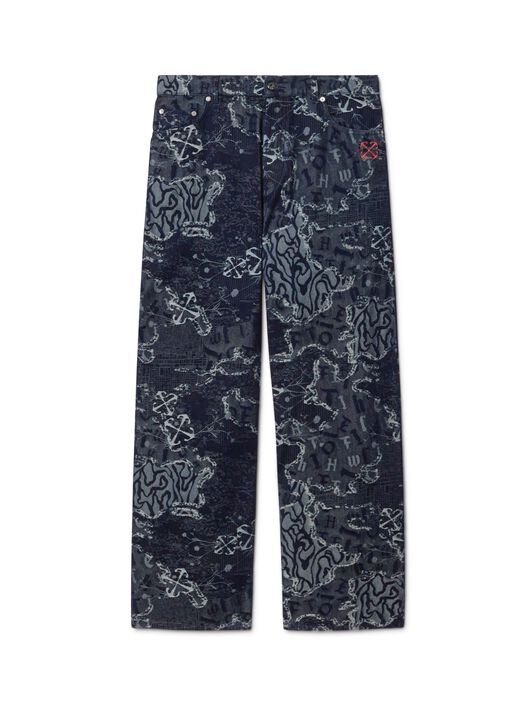 BLAUE CAMO JACQUARD GERADEGESCHNITTENE JEANS OFF WHITE BLAUE CAMO JACQUARD GERADEGESCHNITTENE JEANS BLAU OMYA18BF24DEN003