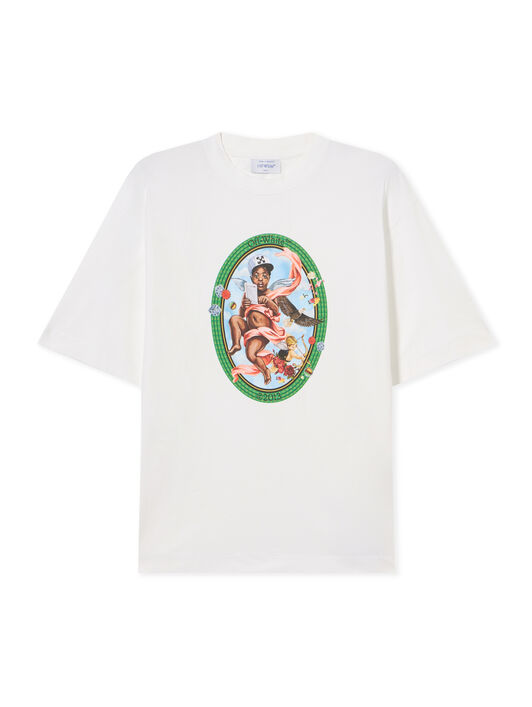 OFF WHITE Fresco Oval Skate  T-Shirt WHITE - BLACK OMAA120S25JER002