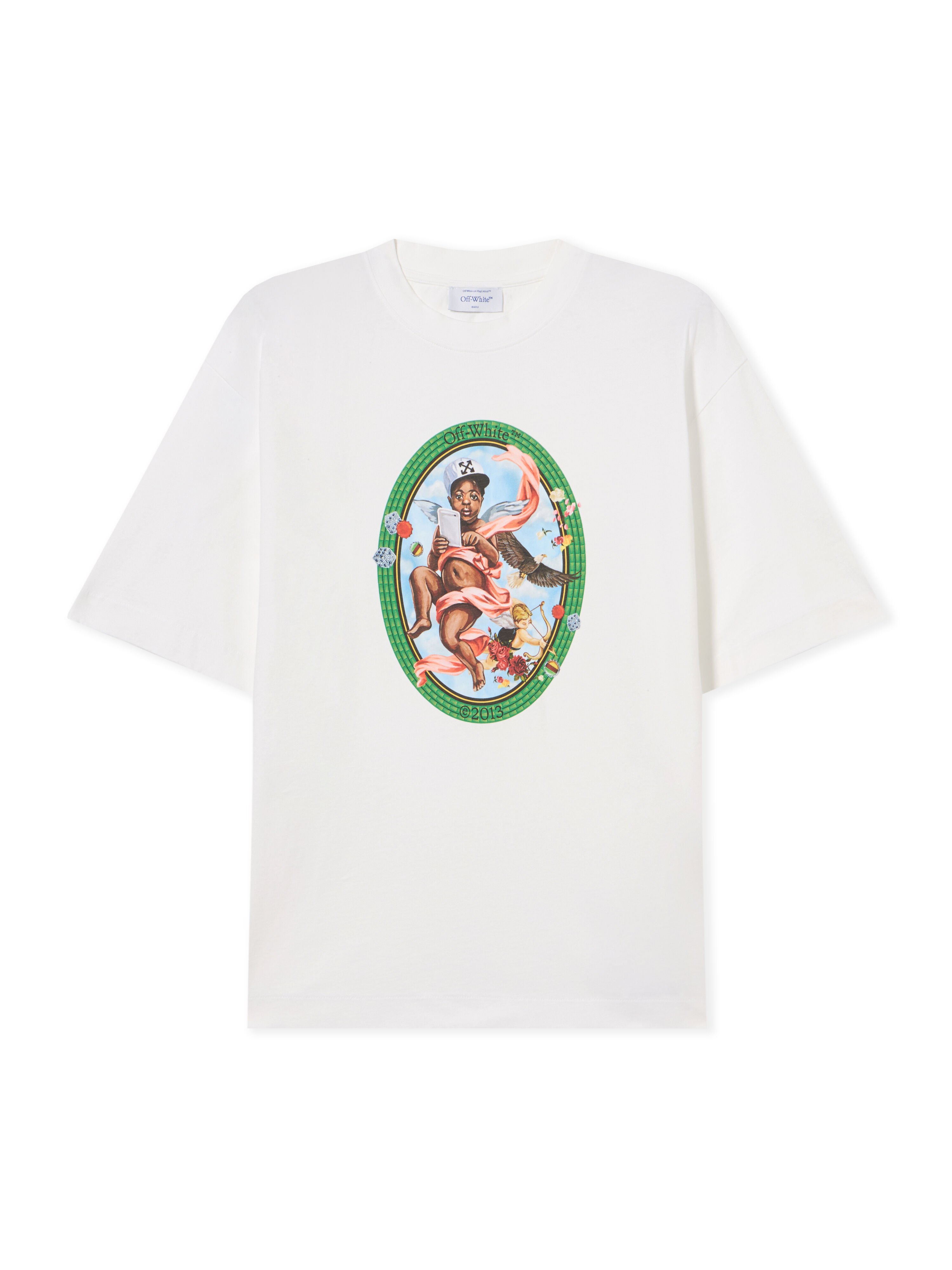 OFF WHITE Fresco Oval Skate  T-Shirt WHITE - BLACK OMAA120S25JER002