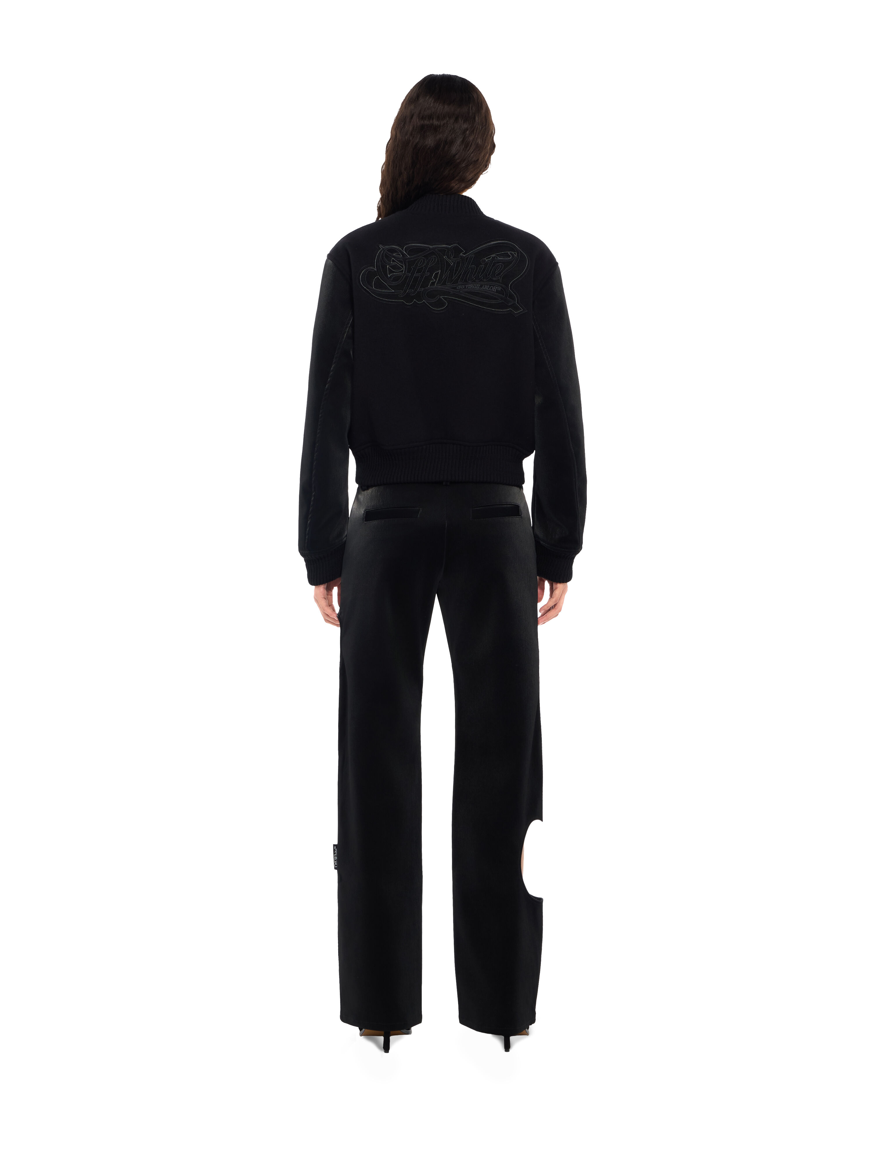 Velvet-Coated Varsity Jacket OFF WHITE Velvet-Coated Varsity Jacket Black-Black 2FG00403T