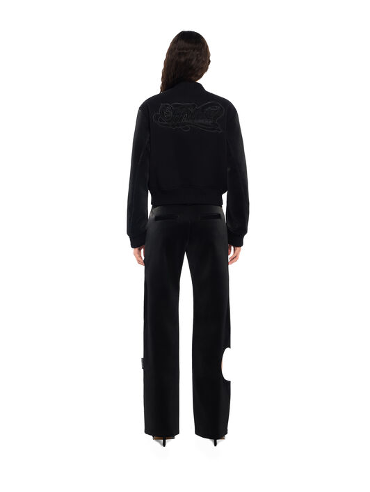 Velvet-Coated Varsity Jacket OFF WHITE Velvet-Coated Varsity Jacket Black-Black 2FG00403T
