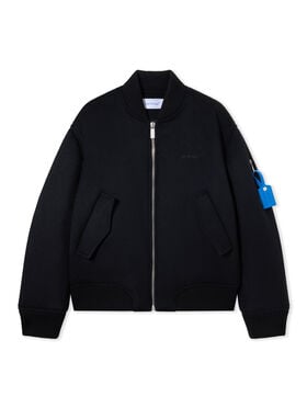 OFF WHITE Quote Cashmere Bomber Jacket BLACK - DARK GREY OMEH05JF25FAB001