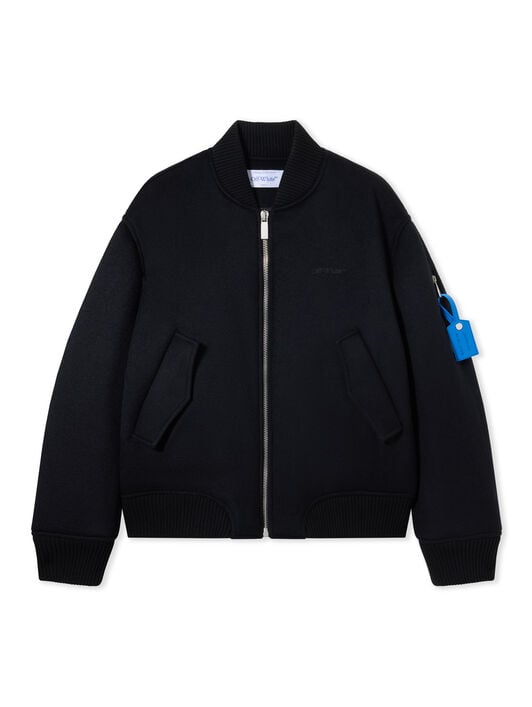 OFF WHITE Quote Cashmere Bomber Jacket BLACK - DARK GREY OMEH05JF25FAB001