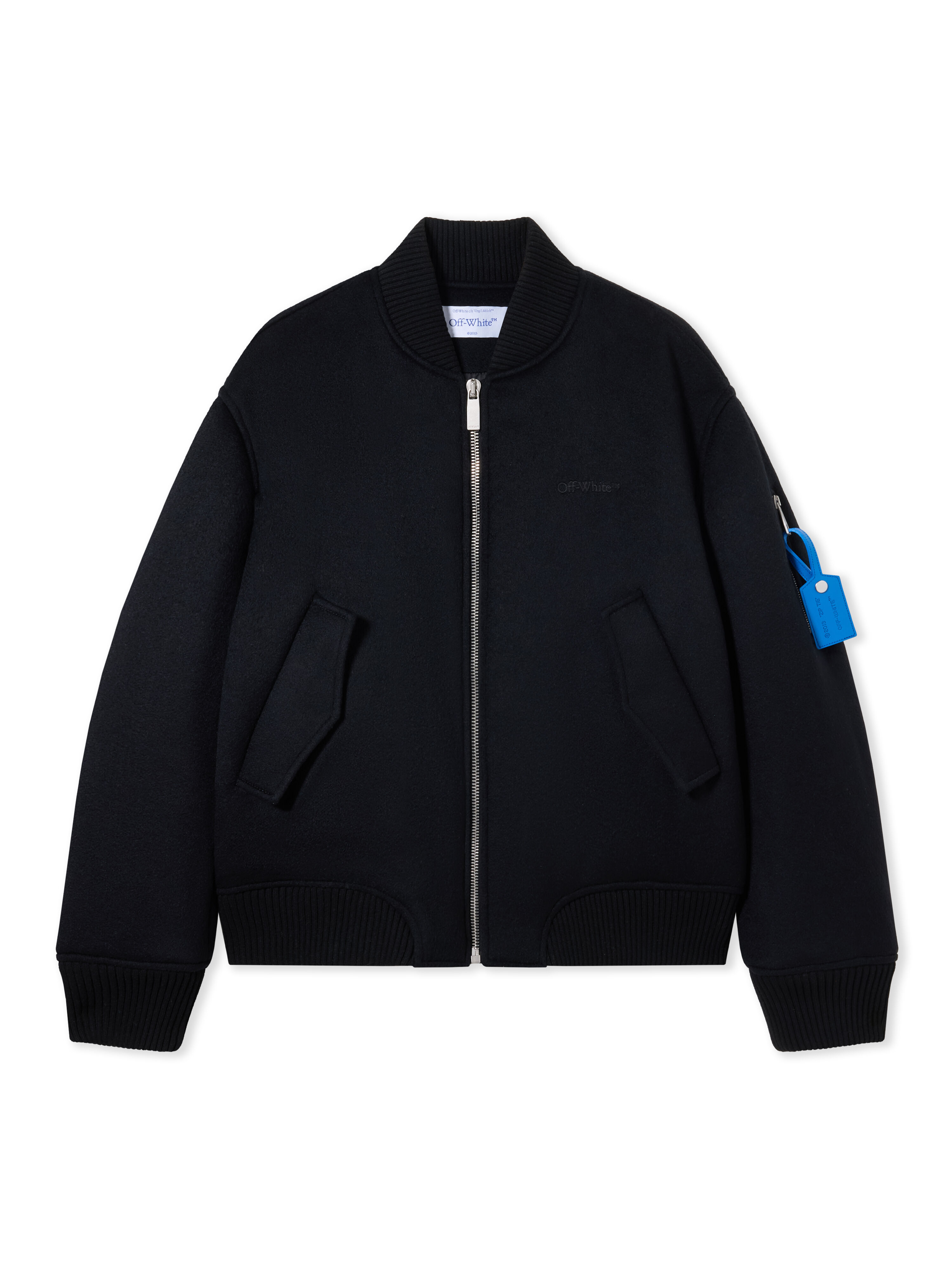 OFF WHITE Quote Cashmere Bomber Jacket BLACK - DARK GREY OMEH05JF25FAB001