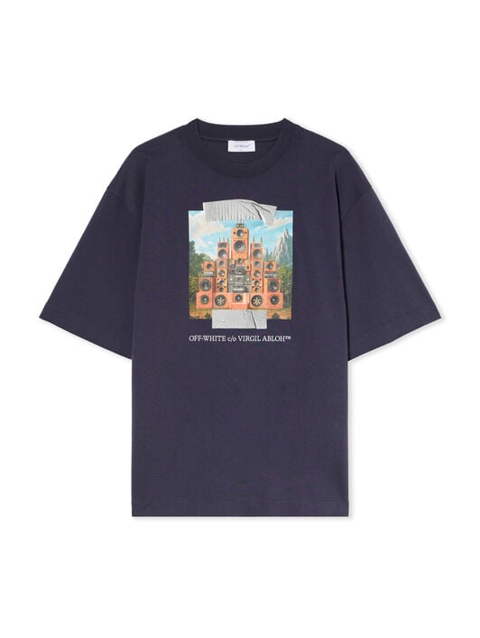 Train Off Skate Short Sleeve Logo Tee OFF WHITE Train Off Skate Short Sleeve Logo Tee DARK SAPPHIRE - WHITE OMAA120F25JER004